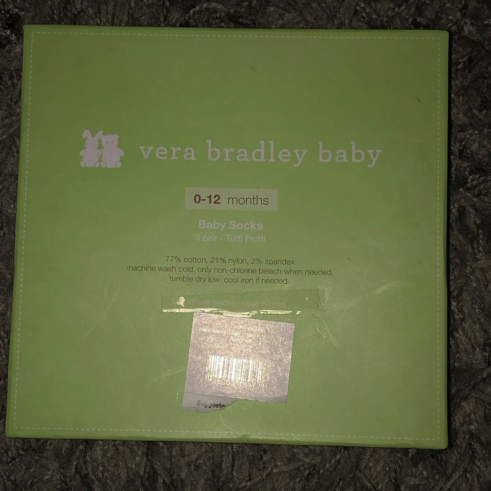 Vera Bradley Tutti Frutti Baby Socks, 3 Pairs, 0-12 Months, New
